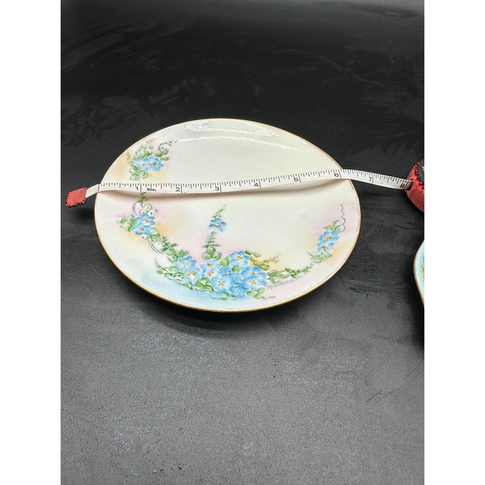 Antique Hand Painted Limoges Porcelain Dresser Set Forget-Me-Not Floral Gold - Picture 2 of 15